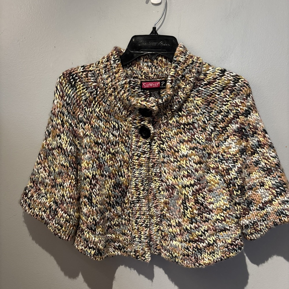 Girls Multicolor‎ Chunky Knit Sweater Cardigan Wool Blend Size Small